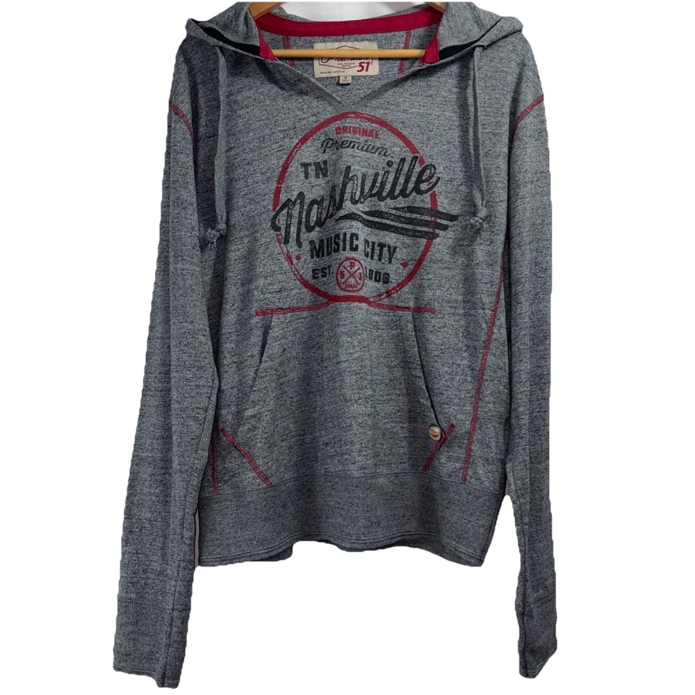 Premium 51 Red Thread Series Nashville Music City Hoodie Gray SzM Unisex